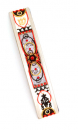 Red-Black Curved Pewter Mezuzah Case by Ester Shahaf