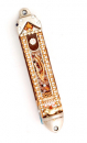 Maroon-Gold Shin Mezuzah by Ester Shahaf