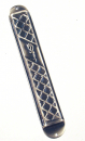 Wide Pewter Mezuzah Case - Criss-Cross