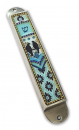 Iris Design Handcrafted Pewter & Enamel Beaded Light Blue Mezuzah Case - Love Birds