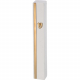 Smooth+Stone-Like+White+Mezuzah+Case+with+Gold+Stripe+and+Gold+Shin