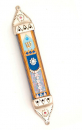 Pewter Mezuzah Case in Blue, Purple and Orange - Ester Shahaf