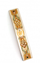 Gold-Turquoise Curved Pewter Mezuzah Case by Ester Shahaf