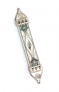 Wood & Pewter Mezuzah White and Silver by Ester Shahaf