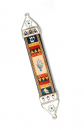 Wood & Pewter Mezuzah Hamsa by Ester Shahaf