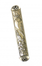 Pewter Plated Mezuzah Case, Wave Jerusalem Design - Gray