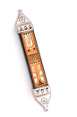 Oriental Design Wood and Pewter Mezuzah - Ester Shahaf