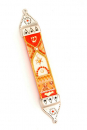 Red and Orange Pewter Mezuzah - Ester Shahaf