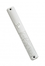 White Plastic Mezuzah Case  with Silver Jerusalem Design - Silver Shin