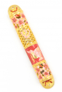 Rounded Mezuzah Case with Dove of Peace and Flowers - Pink, Red and Gold