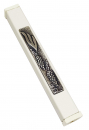 Off-White Aluminum Mezuzah Case Ornate Metal Shin - Grape Clusters