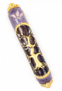 Rounded Mezuzah Case with Gleaming Tree of Life - Purple and Gold