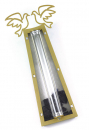 Shraga Landesman Two Doves Mezuzah Case - Gold with white background