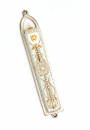 White-Orange Filigree Design Mezuzah by Ester Shahaf