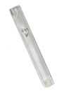 Clear Plastic Mezuzah case with rubber plug and Silver Shin