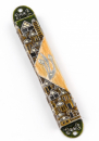 Rounded Mezuzah Case with Gleaming Jerusalem Images - Brown