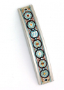 Curved Pewter Mezuzah in Brown and Blue by Ester Shahaf