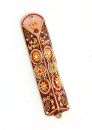 Maroon and Gold Triangular Mezuzah Case - Ester Shahaf