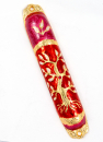 Rounded Mezuzah Case with Tree of Life - Gold, Red and Pink