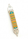 Oriental Orange and Turquoise Mezuzah Case - Ester Shahaf