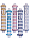 Agayof Cylinder Mezuzah Case with Bands, Light Colors - 4 Inches Height