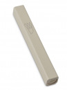 Cream Colored Wood Mezuzah Case with Silver Shin Outline