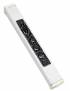 White Aluminum Mezuzah Case Decorative Shin - Pomegranates