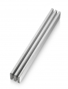 Adi Sidler Mezuzah Case with Vertical Channels Forming a Shin Letter  Silver